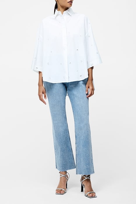 RHINESTONE POPLIN POPOVER SHIRT LINEN WHITE 2