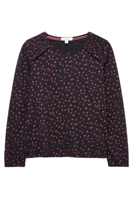 ANA SMOCK SHOULDER TOP BLACK PRINT 4