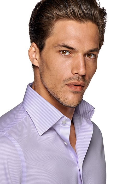 PURPLE STRIPED TWILL SLIM FIT SHIRT 6