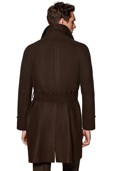 DARK BROWN BELTED OVERCOAT 2