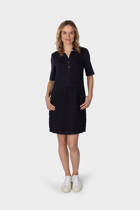 LINEN DRESS WITH BUTTONS ALMOST BLACK 1