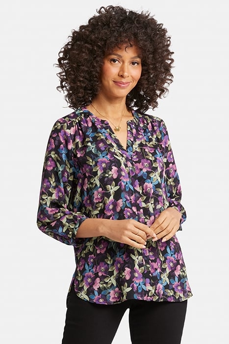 PINTUCK BLOUSE MIDNIGHT PLUMES 5