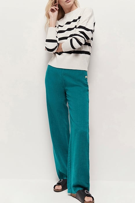 PAMELA - JUNGLE GREEN LINEN BRIDGE TROUSERS 3