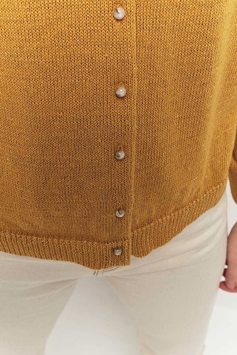 TASTE - HONEY LUREX KNITTED CARDIGAN WITH BOAT NECK 5