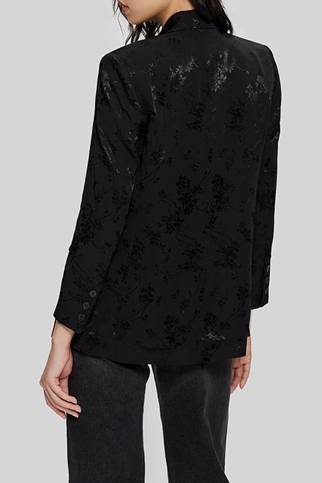 BLACK PLANT MOTIF JACQUARD SUIT JACKET 2