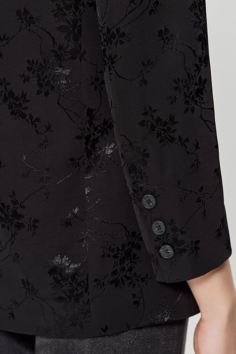 BLACK PLANT MOTIF JACQUARD SUIT JACKET 6