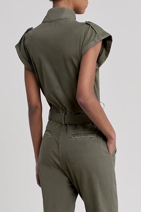 KHAKI LONG JUMPSUIT WITH ASYMMETRIC COLLAR 5