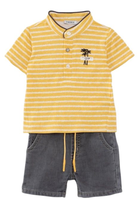 BABY BOYS’ YELLOW POLO SHIRT, DENIM BERMUDA SHORTS OUTFIT 3