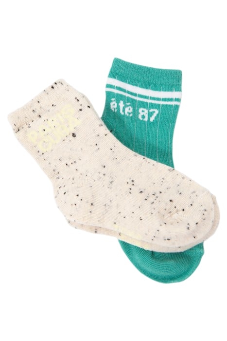 BABY BOYS’ GREEN AND ECRU DUPIONI SOCKS 4