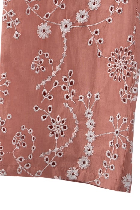 GIRLS’ OLD PINK ORGANIC COTTON TROUSERS, FLOWER EMBROIDERY 4