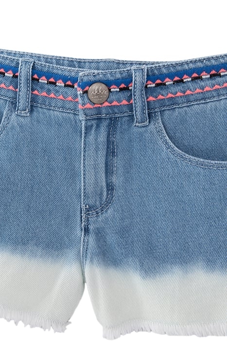 GIRLS’ DEEP-DYE WATERLESS DENIM SHORTS, EMBROIDERED WAIST 3
