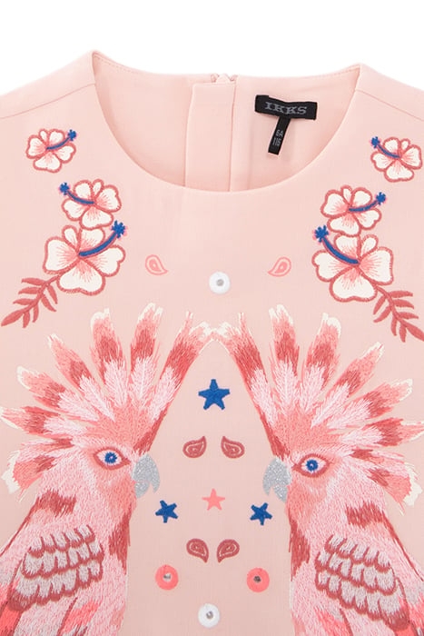 GIRLS’ PINK DRESS, WITH PARROTS, MIRRORS, NEON THREADS 3