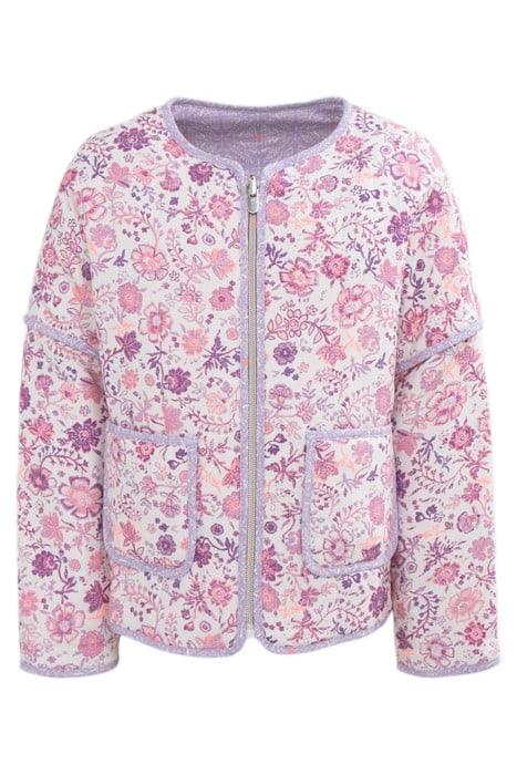 GIRLS’ OFF-WHITE JACKET WITH VIOLET FLOWER PRINT 1