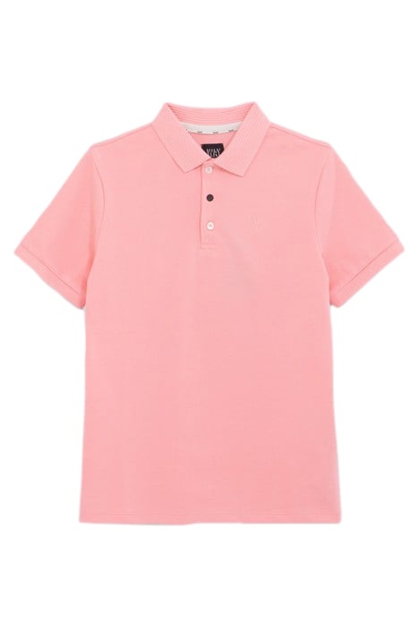 BOYS’ PEACH ORGANIC COTTON POLO SHIRT WITH RIBBING 1