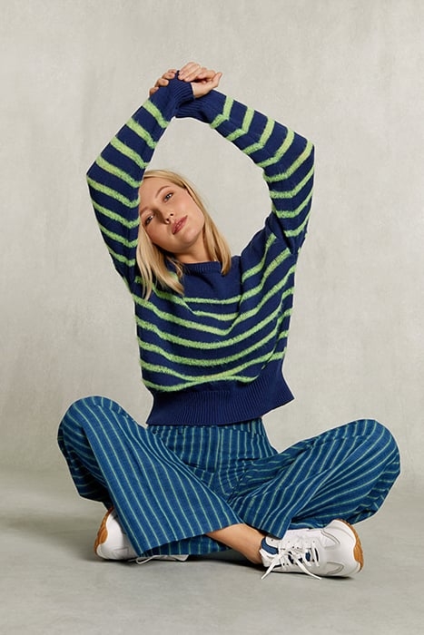 BLUE/GREEN STRIPED SWEATER ROUND NECK BLUE 3