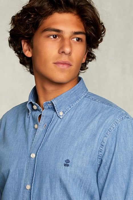 CUSTOM FIT JEANS SHIRT LT BLEACH DENIM 4