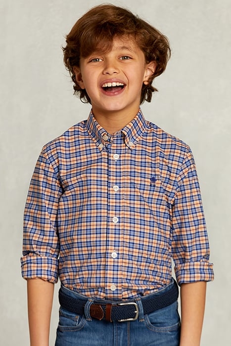 CUSTOM FIT CHECKED SHIRT BLUE/ORANGE YELLOW 1