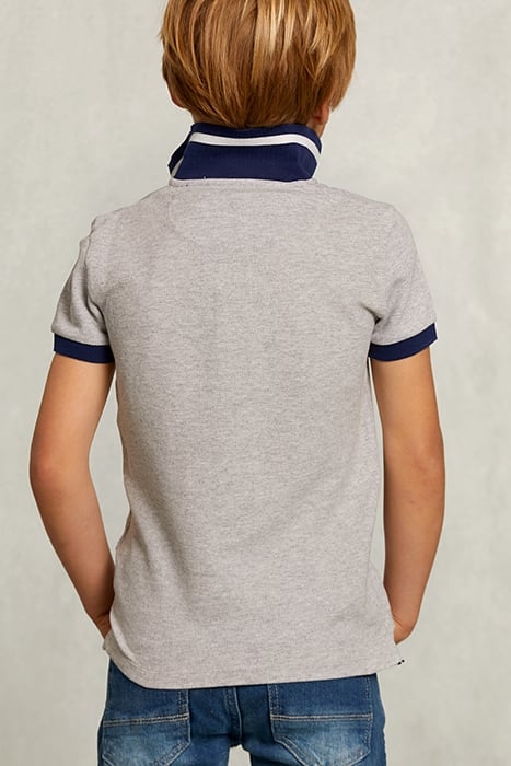 CUSTOM FIT POLO IN DARK OYSTER MIX GREY 2