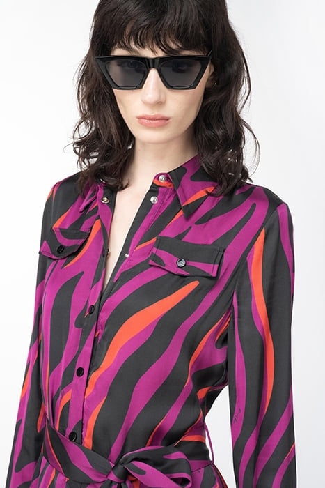 ASSENTE ABITO SATIN STAMPATO BOUGAINVILLEA/BLACK/ORANGE 4