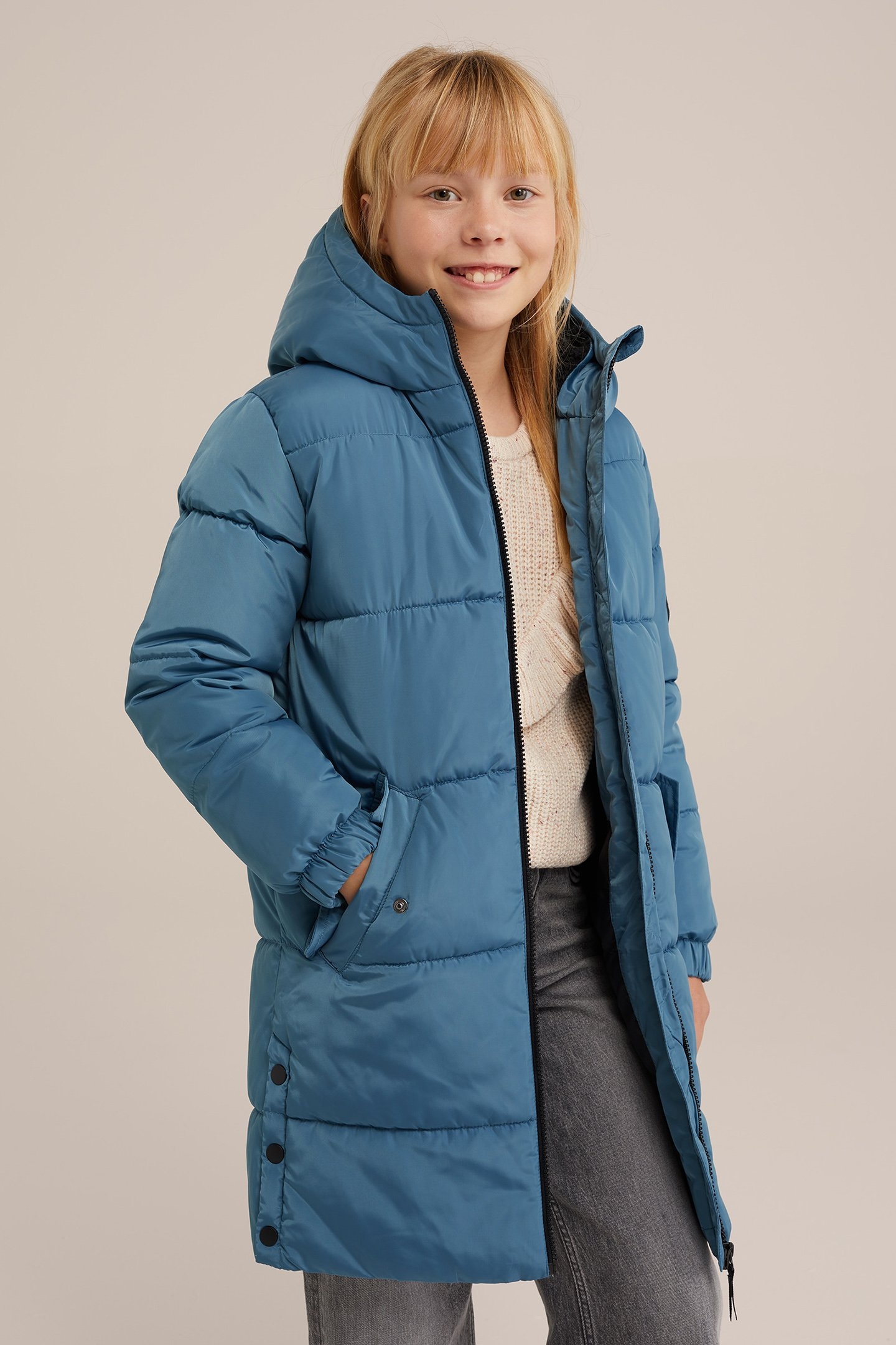 JACKET LONG LENGTH GREYISH BLUE 1