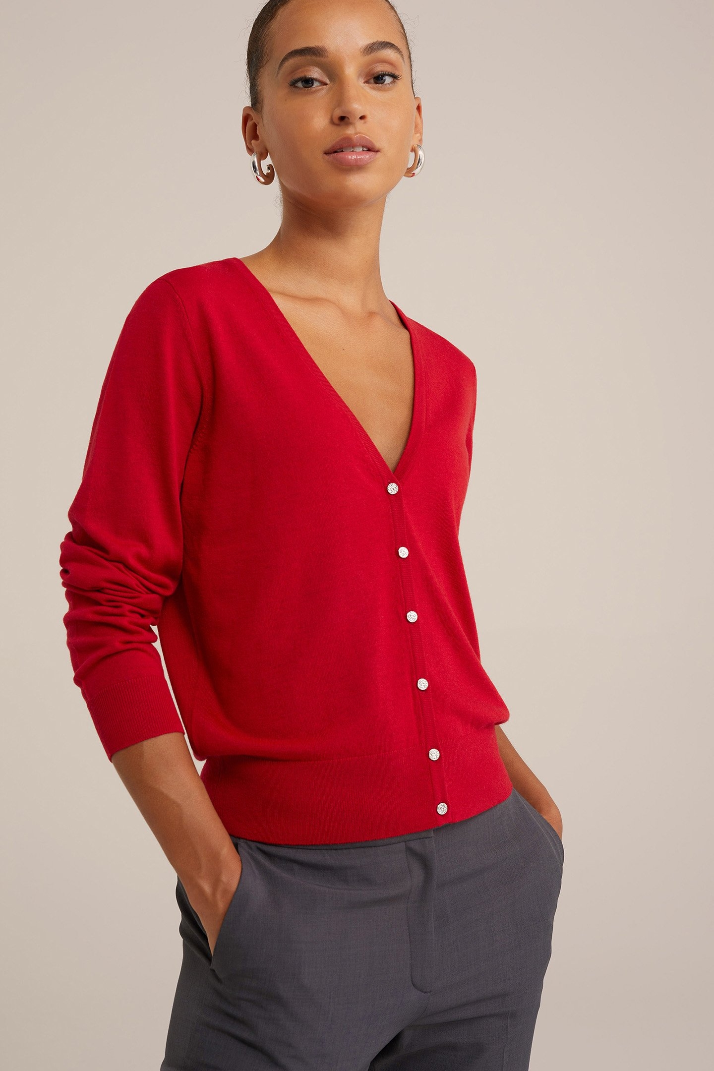 KNITTED CARDIGAN FIRE RED 5