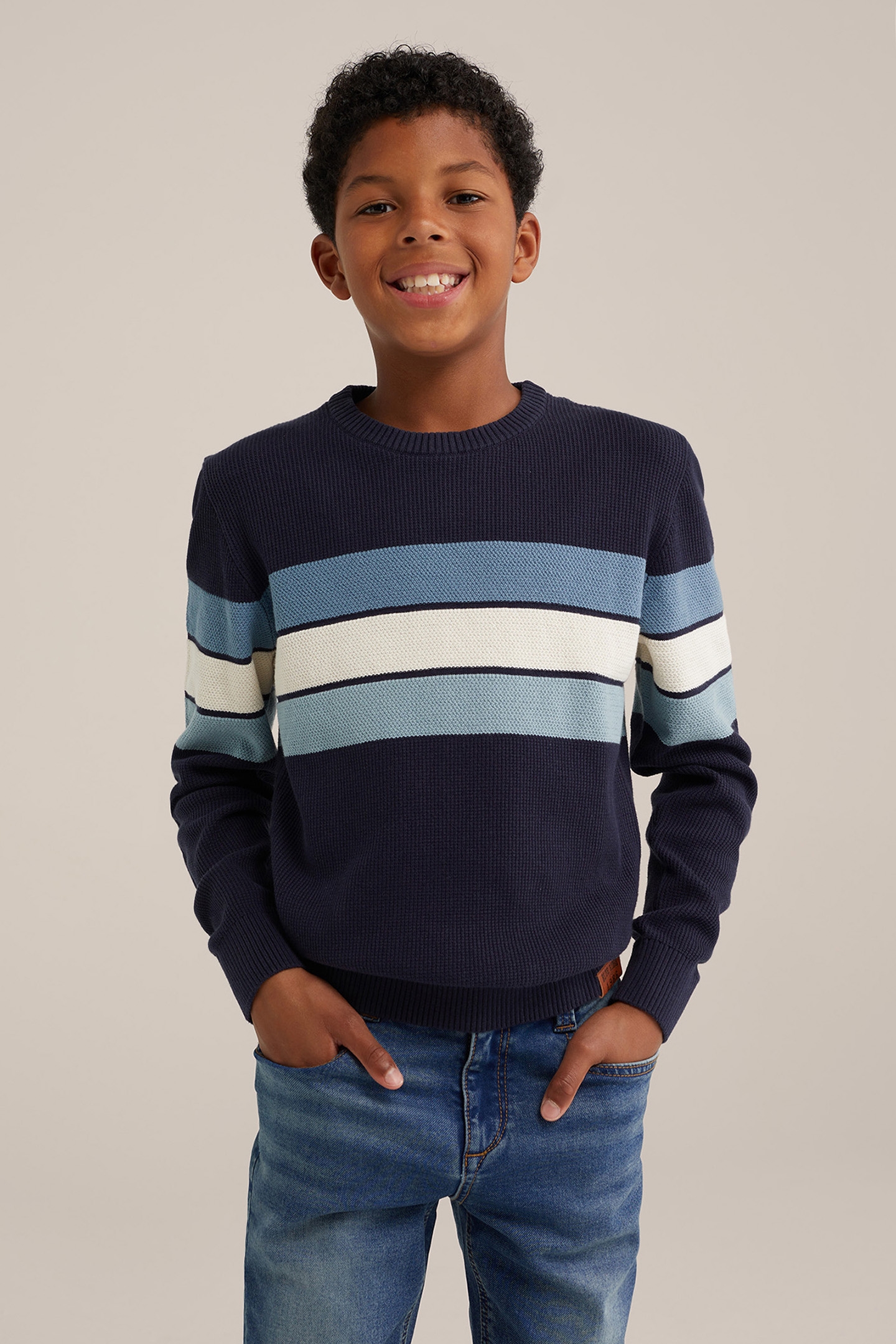 KNITTED PULLOVER DARK BLUE 1