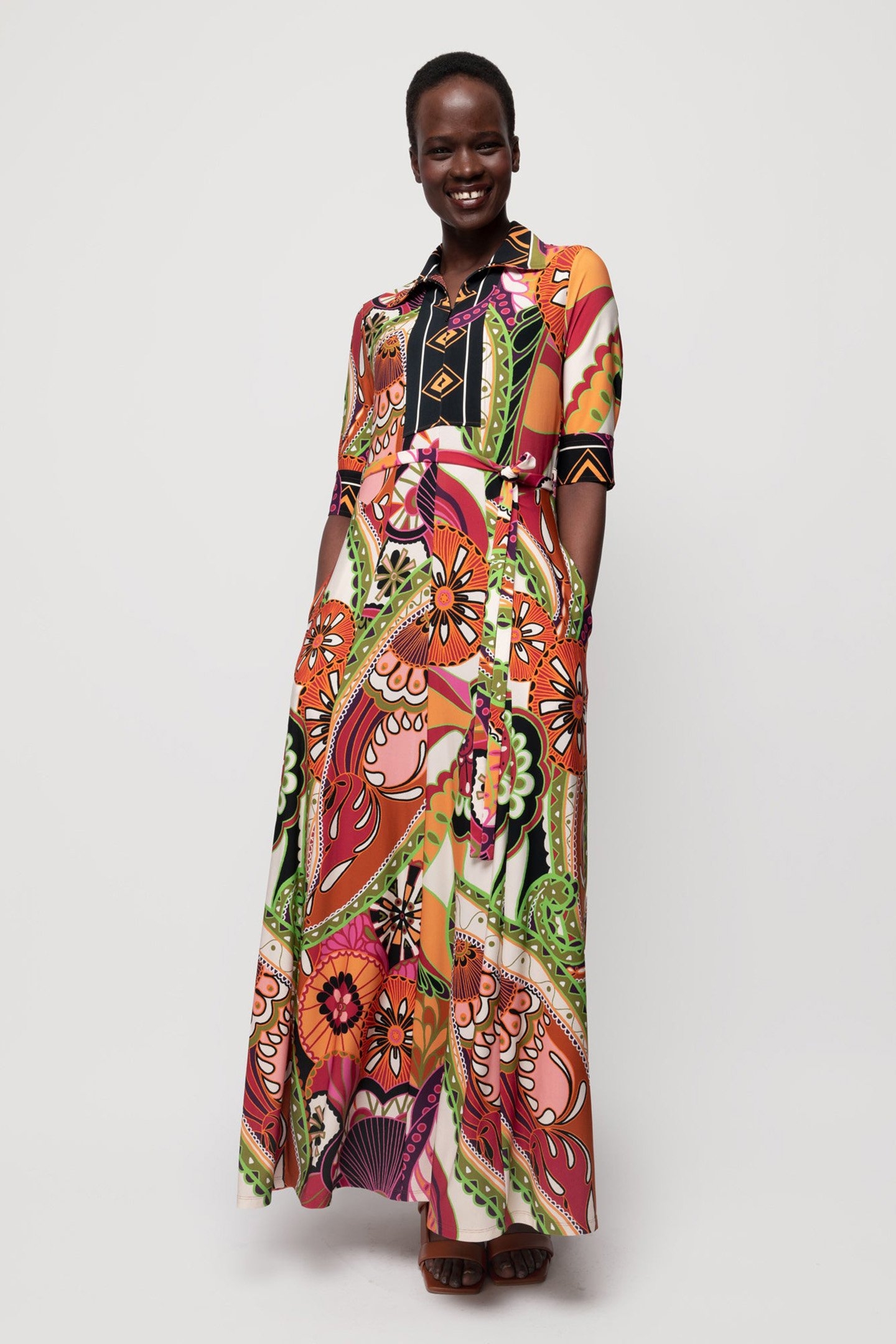 FLOWY FUN DRESS LIMELIGHT/BROWN/VIOLET 1