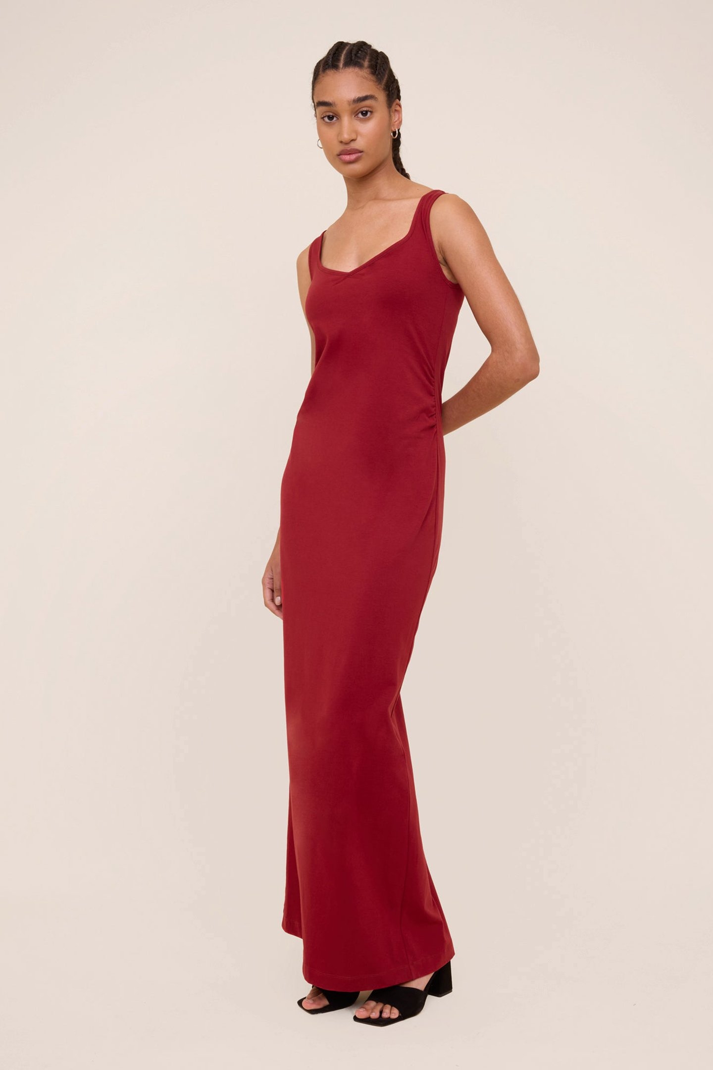 DRESS LONG JERSEY OVERLOCK RED DAHLIA 1