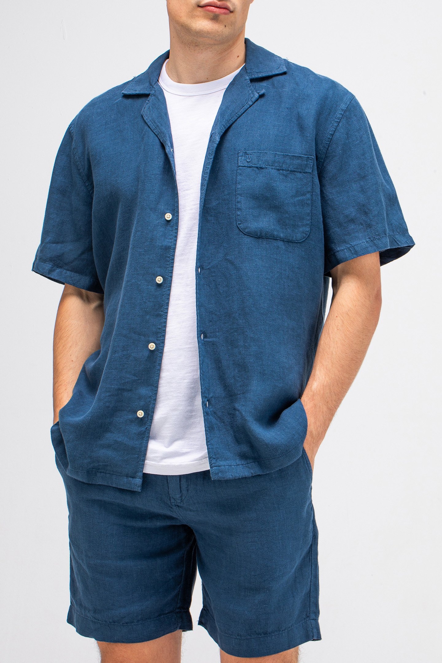SANCHO LINEN SHIRT SS IRIS BLUE 1