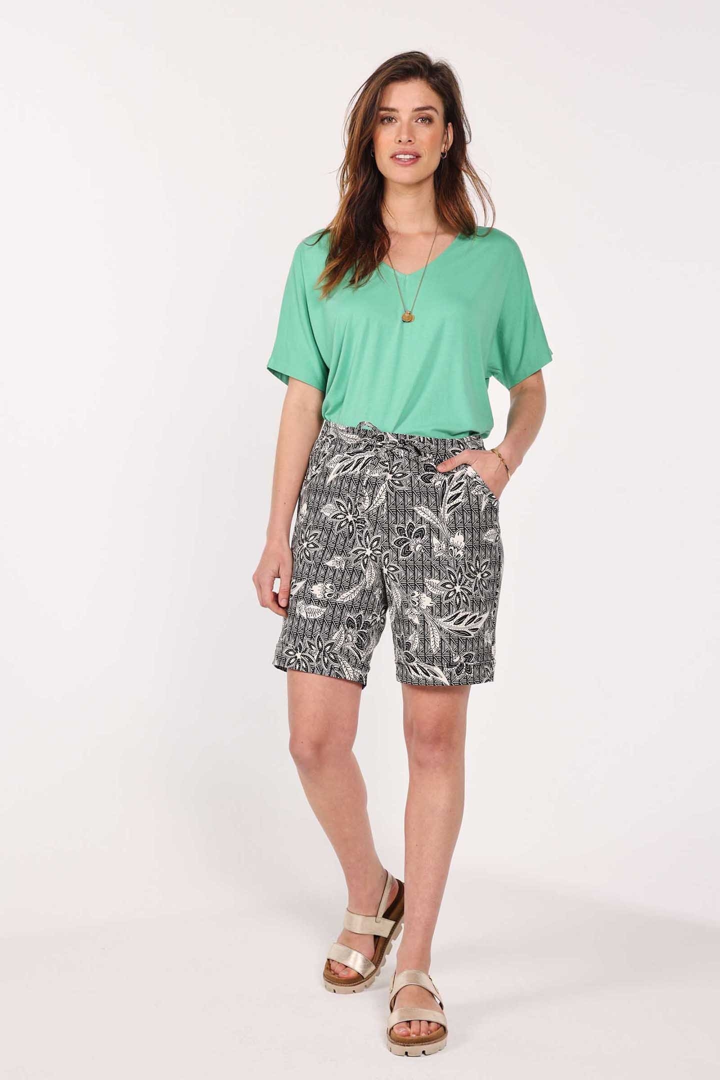 TRAVEL BERMUDA VOLARE PRINT BLACK AND WHITE WITH STRUCTURED 2