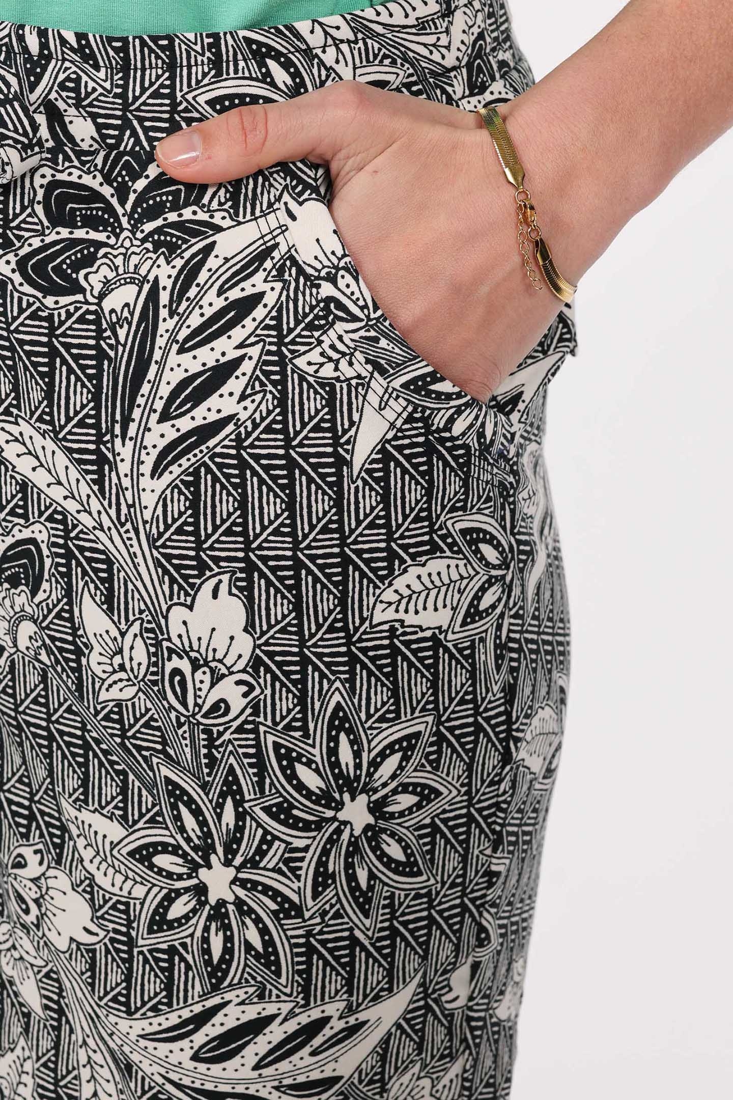 TRAVEL BERMUDA VOLARE PRINT BLACK AND WHITE WITH STRUCTURED 5