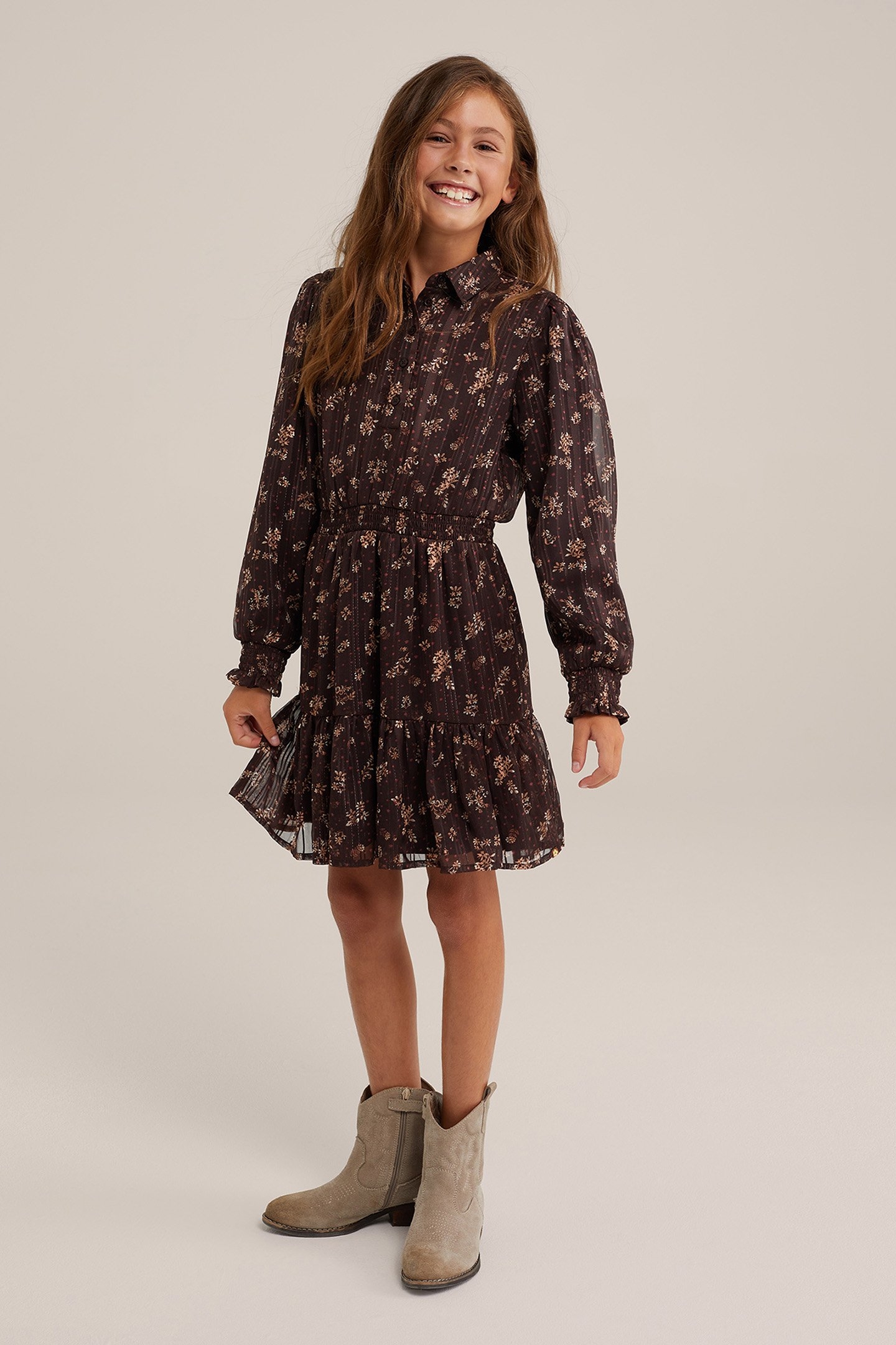 DRESS MID LENGTH DARK BROWN 2