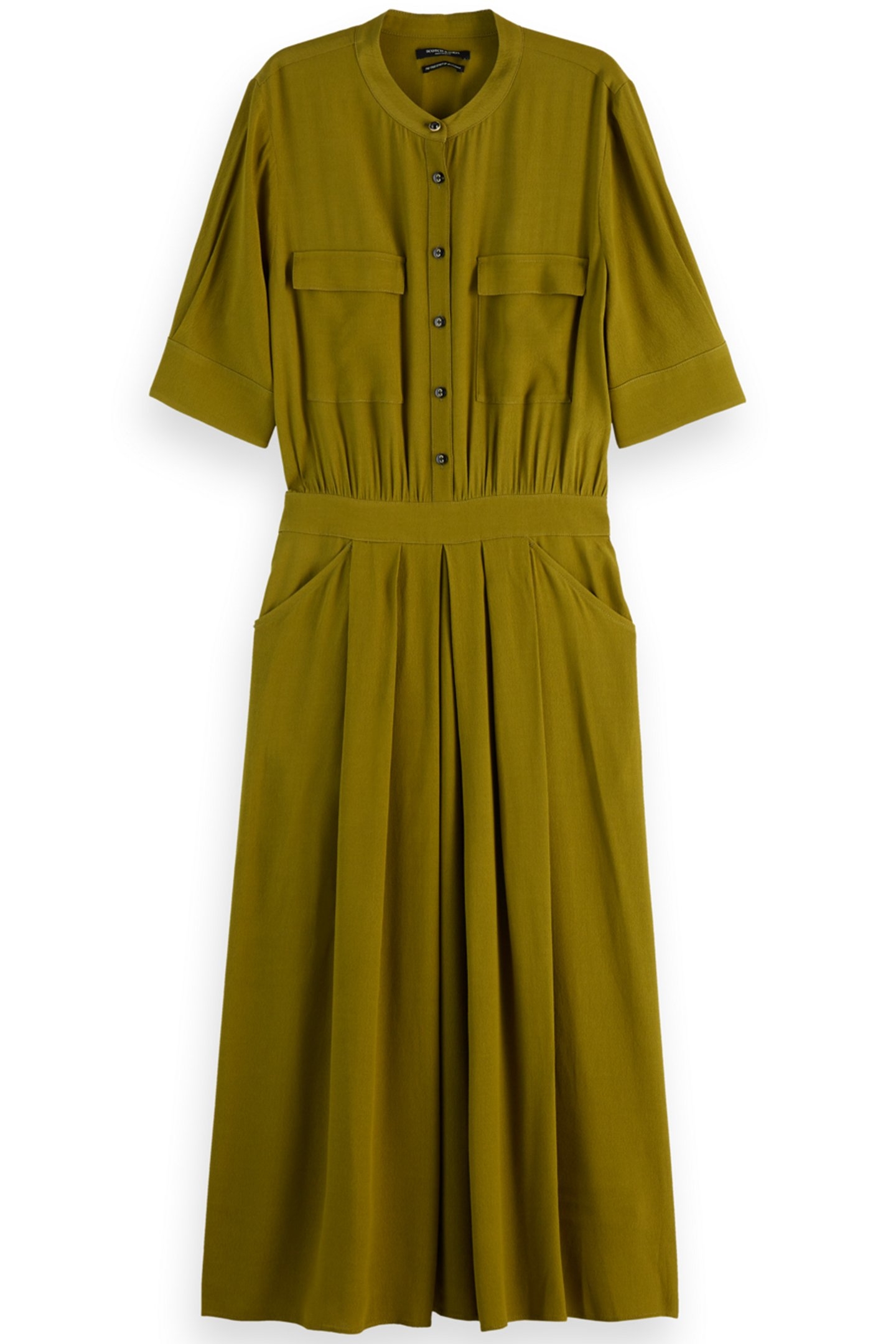 CREPE MIDI DRESS WITH CHEST POCKETS OLIVE 3