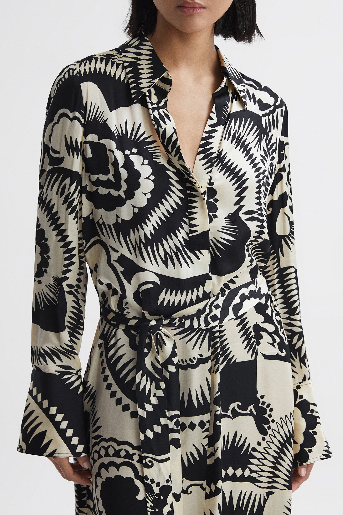 TILLY-PRINTED SHIRT MIDI BLACK/WHITE 4