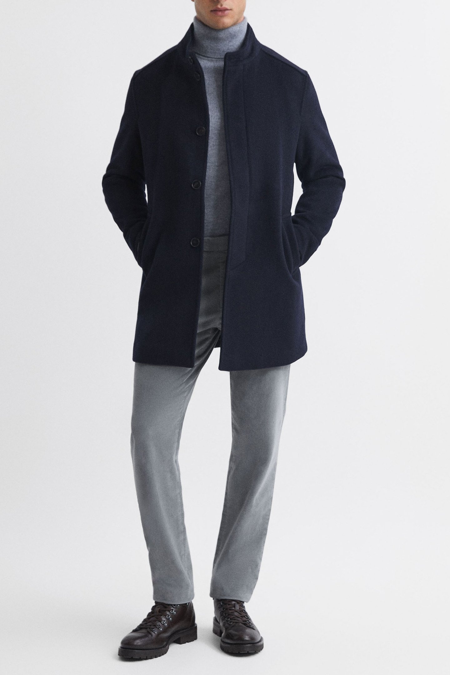 BRUSHED COTTON SLIM FIT TROUSER GREY 4