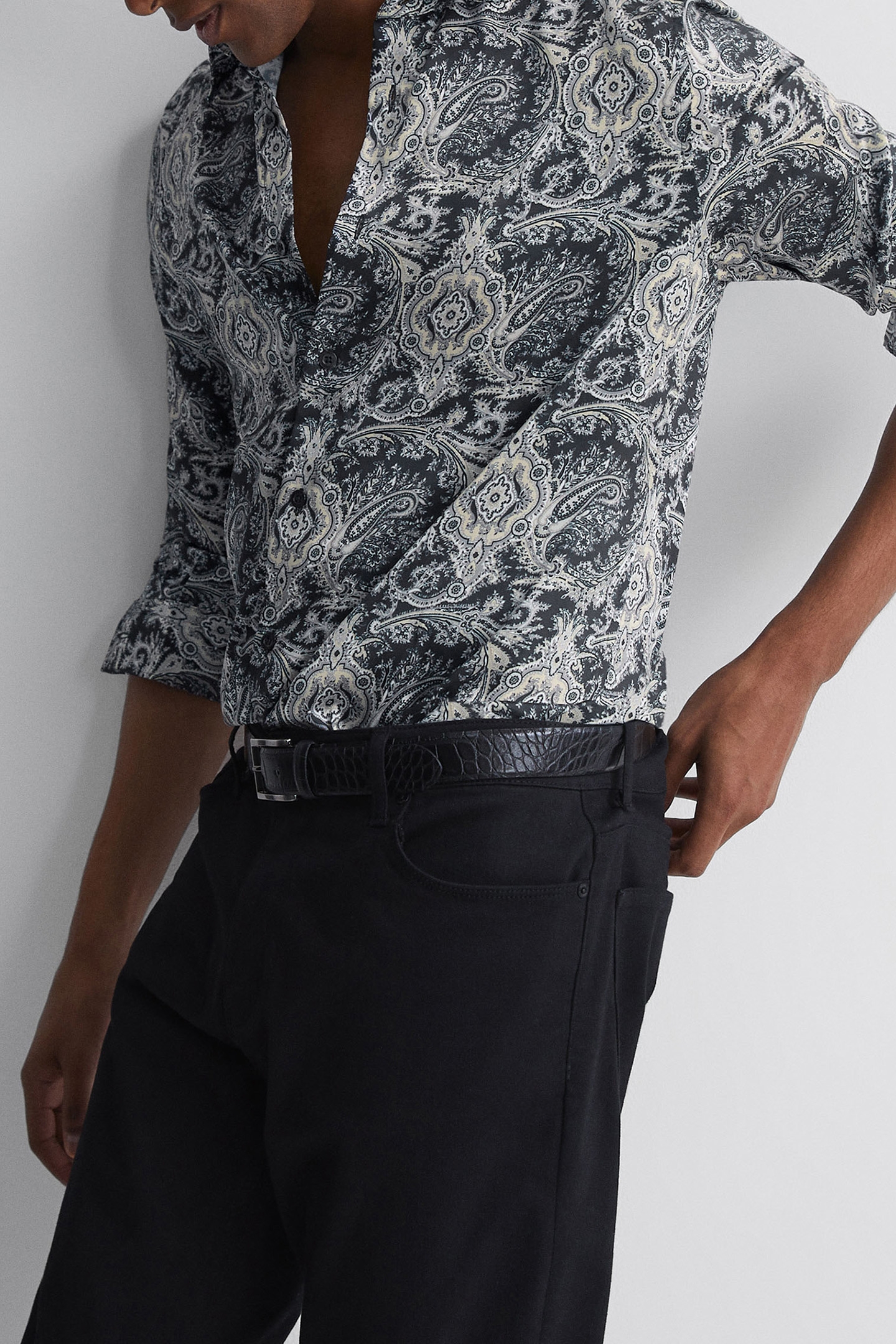 LS PAISLEY PRINT SHIRT BLACK MULTI 5