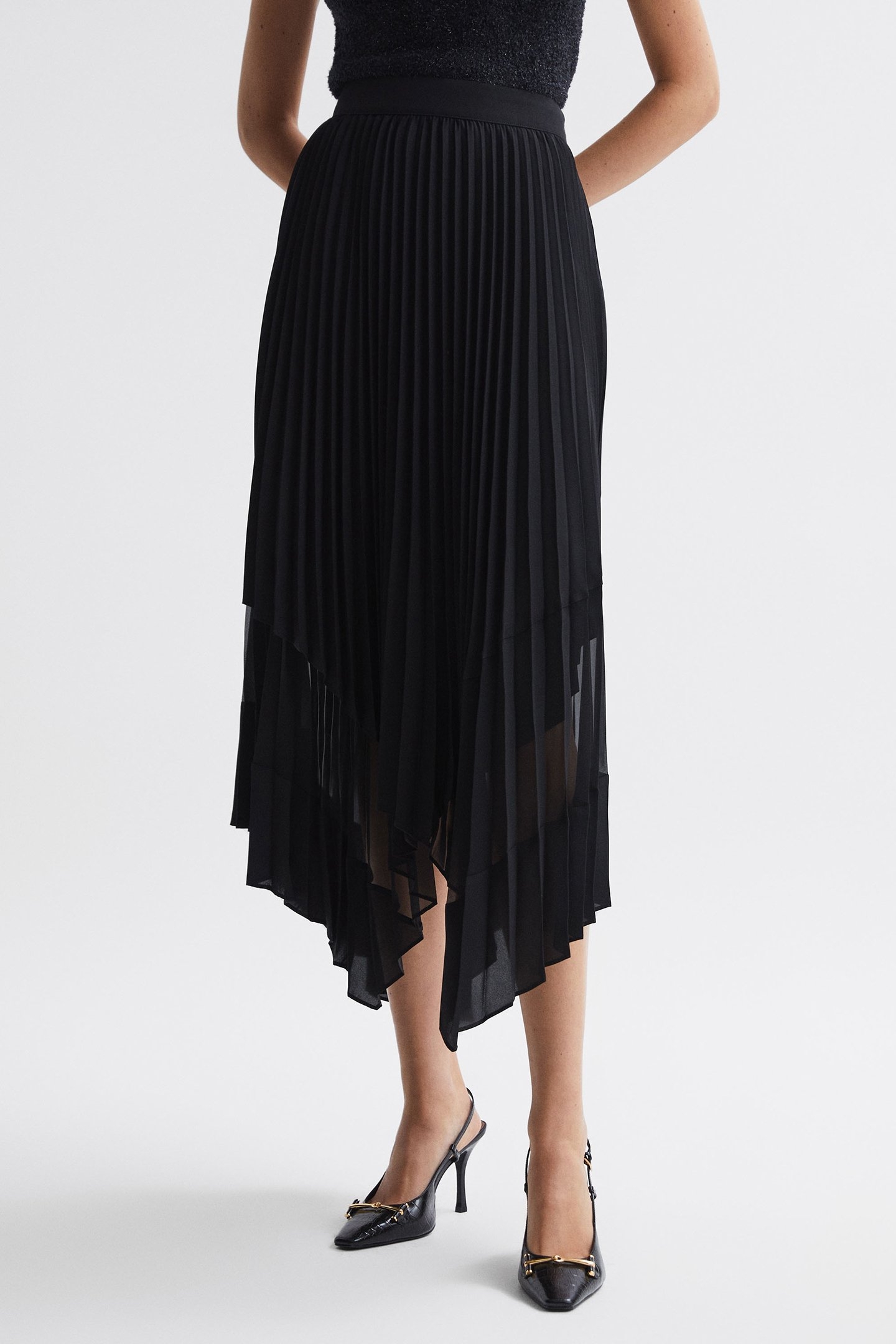 SHEER PLEAT SKIRT BLACK 1