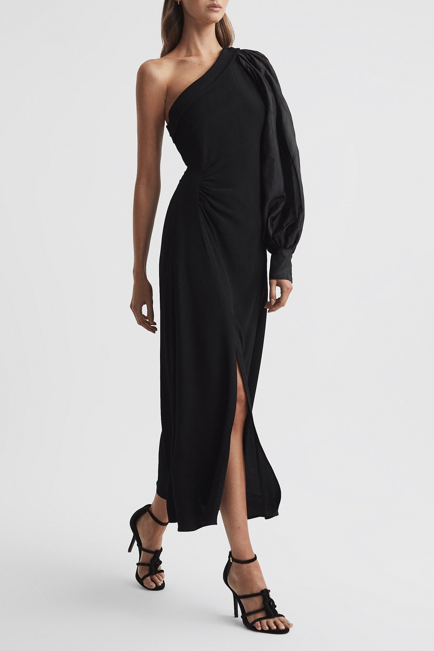 SHEER EXAGGERATED SLEEVE DRESS BLACK 1
