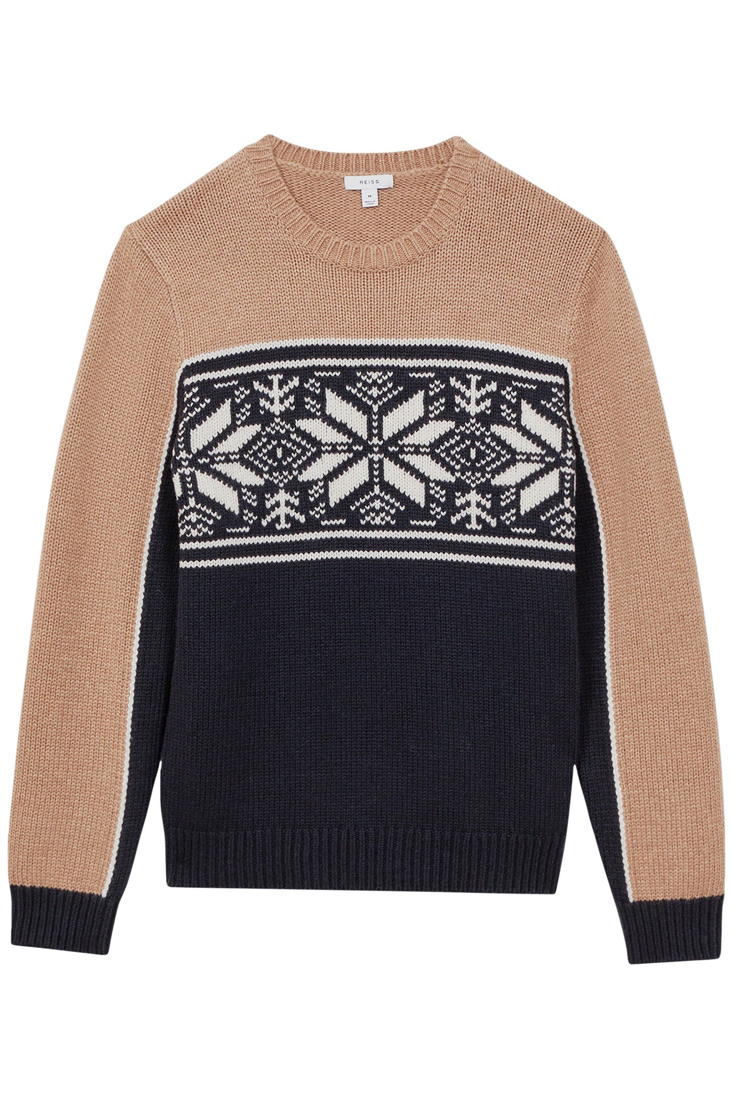 LS CREW FAIRISLE PANEL JUMPER NAVY/CAMEL 4