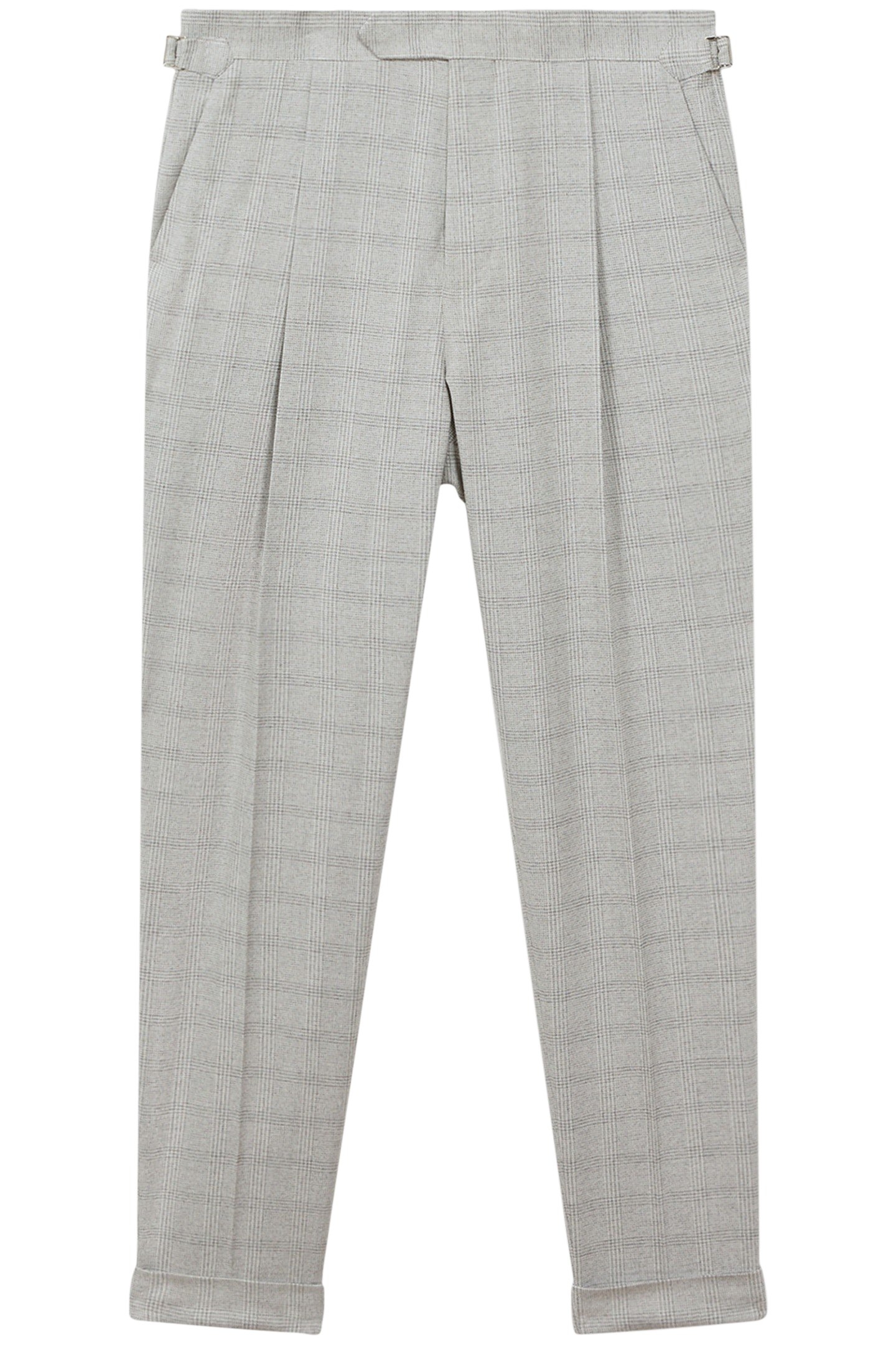 PRICE OF WALES CHECK SIDE ADJUSTER TROUSER SOFT GREY 4