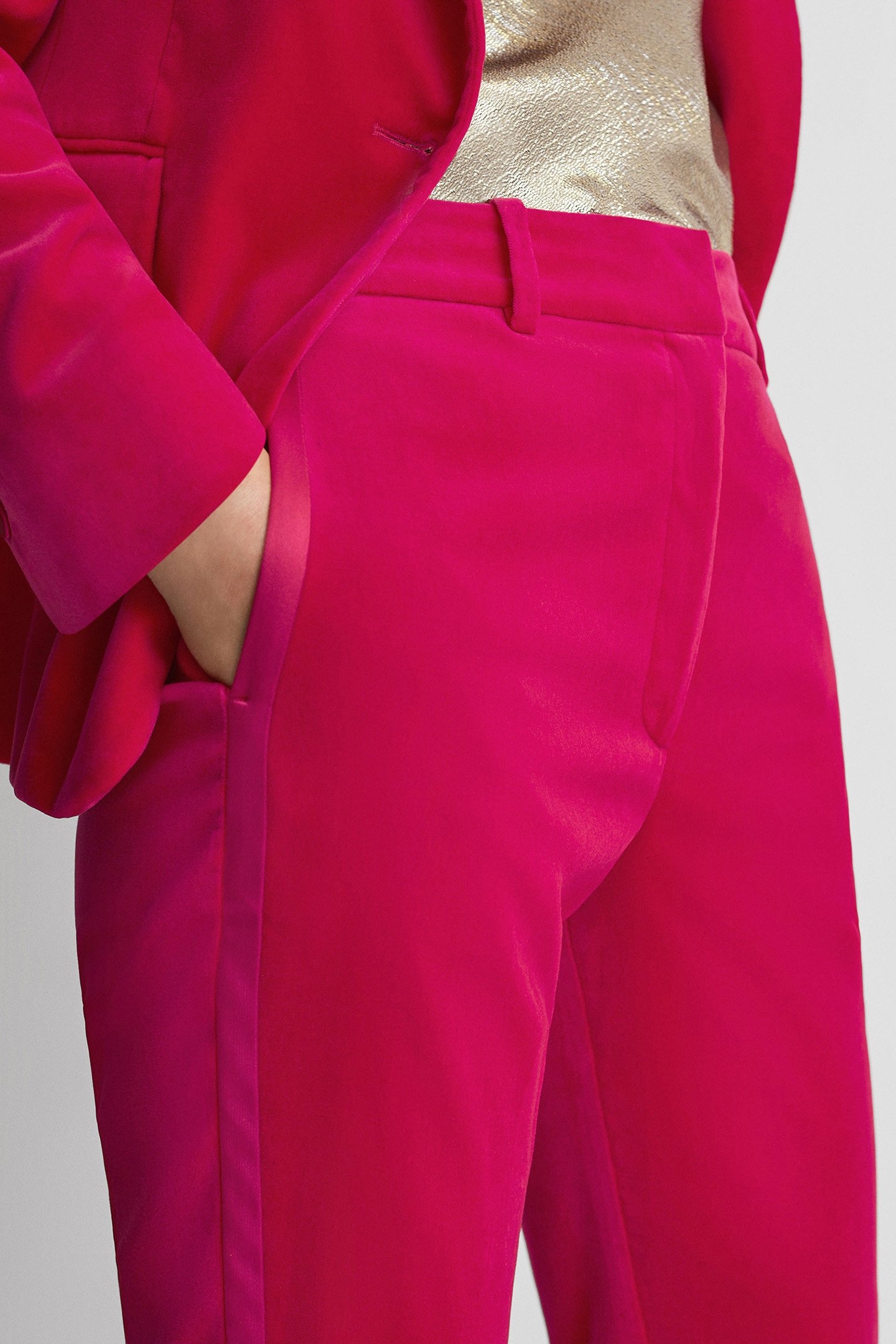 VELVET TAPER TROUSER PINK 5