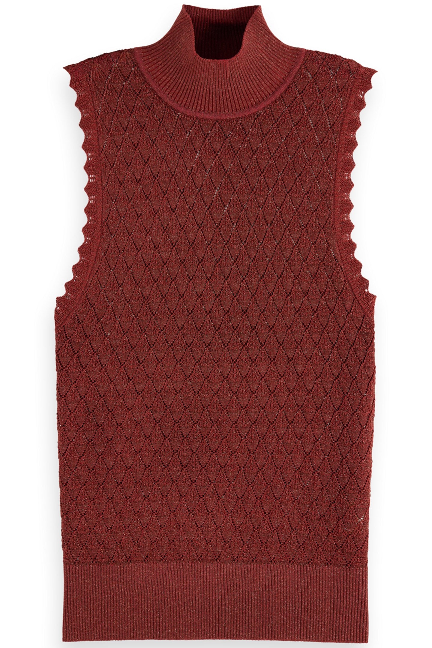 METALLIC POINTELLE KNITTED TANK RUST 4