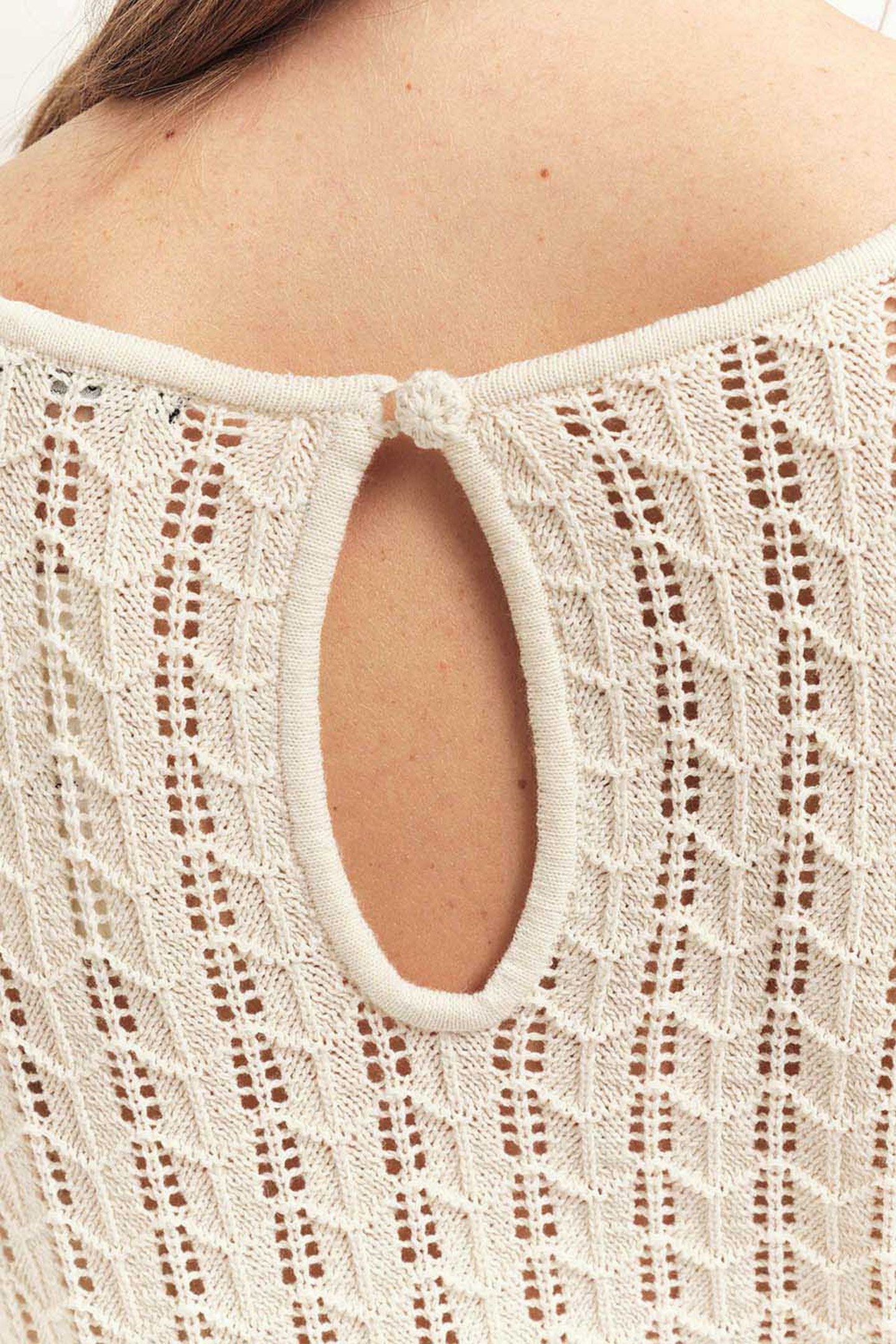 TESSA - ECRU FINE HEMSTITCH JUMPER OFF-WHITE 2