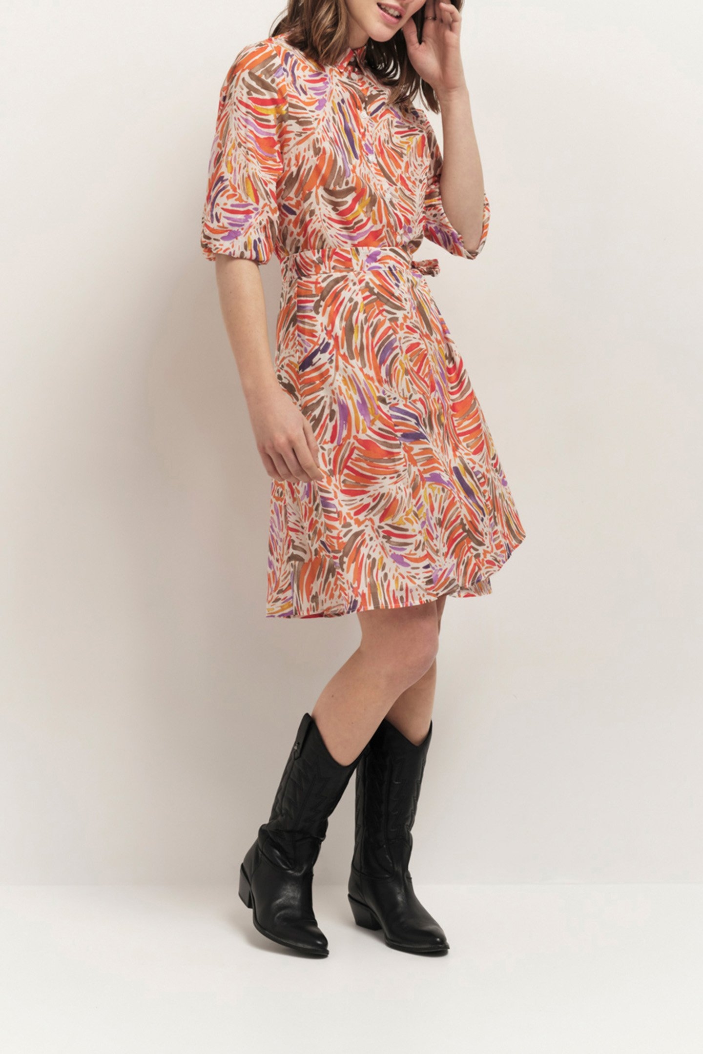 CHIFT - CORAL SHIRT WITH ARTY FLORA PRINT CORAIL 4