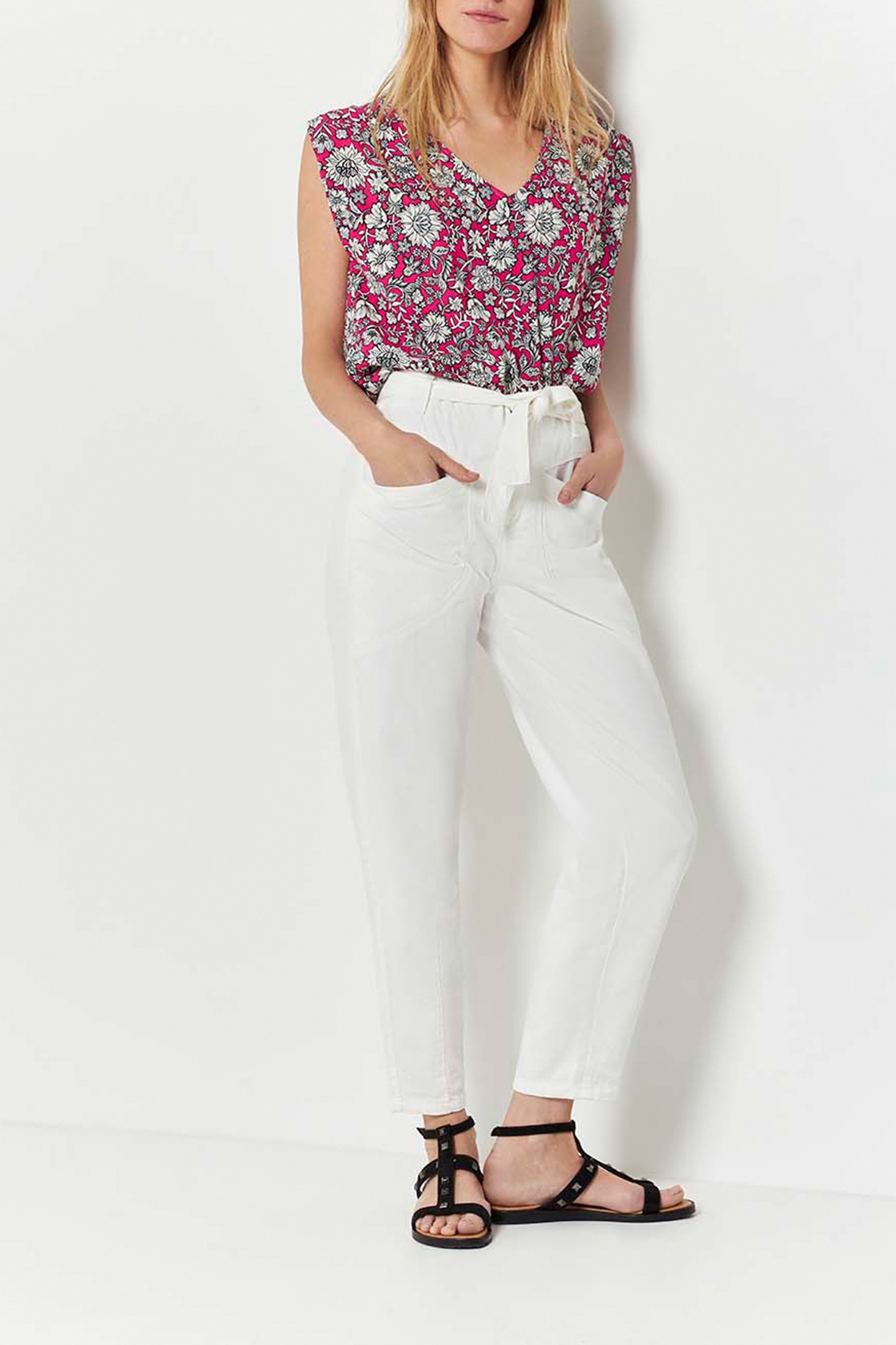 CURVE _ FUCHSIA TOP WITH DAISY PRINT FUCHSIA 3