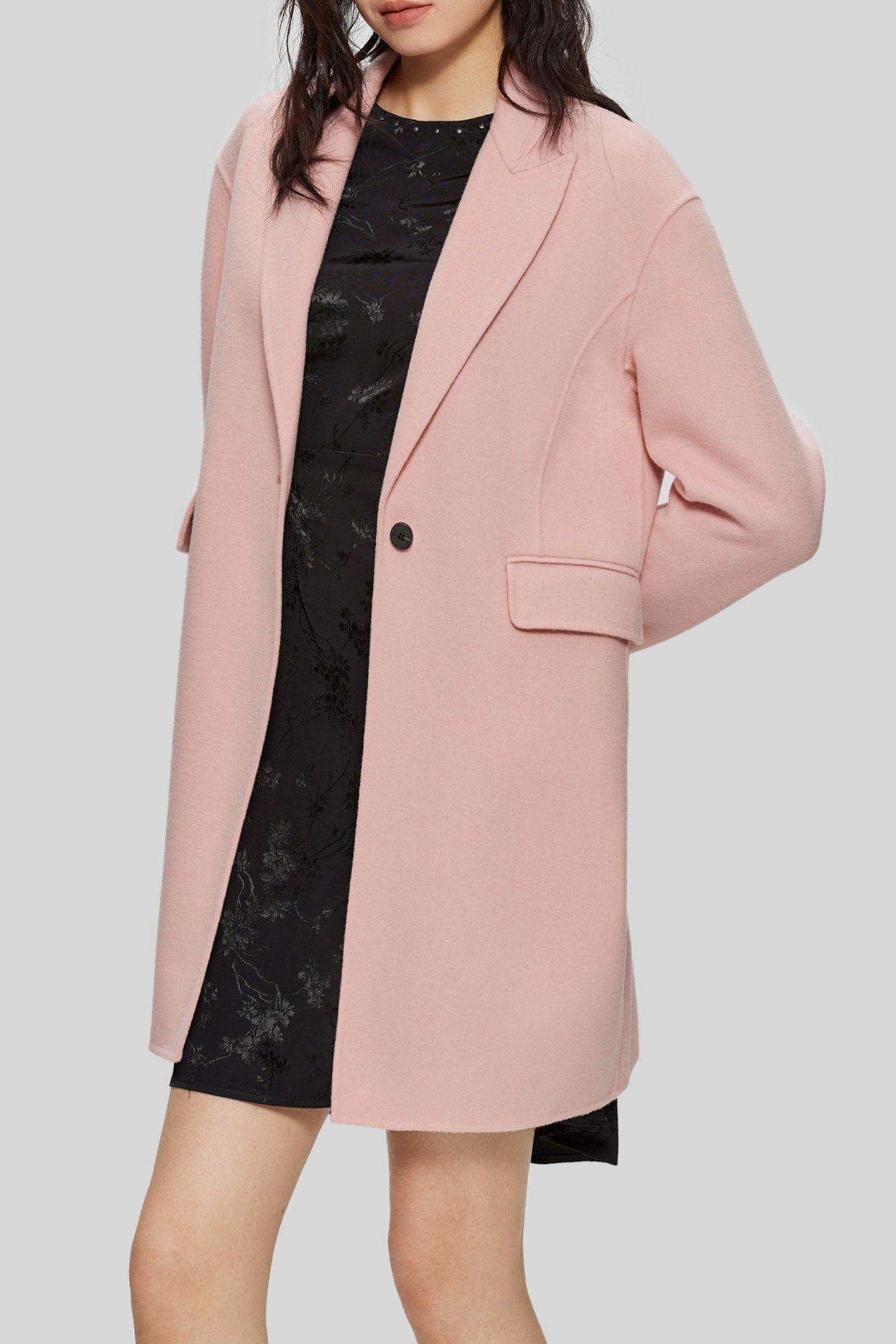 PINK MID-LENGTH COAT 1