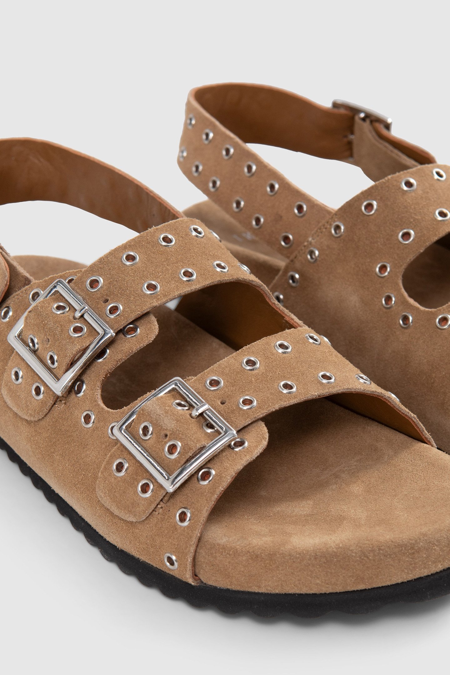 SAND SUEDE SANDALS WITH EYELET STRAPS 7