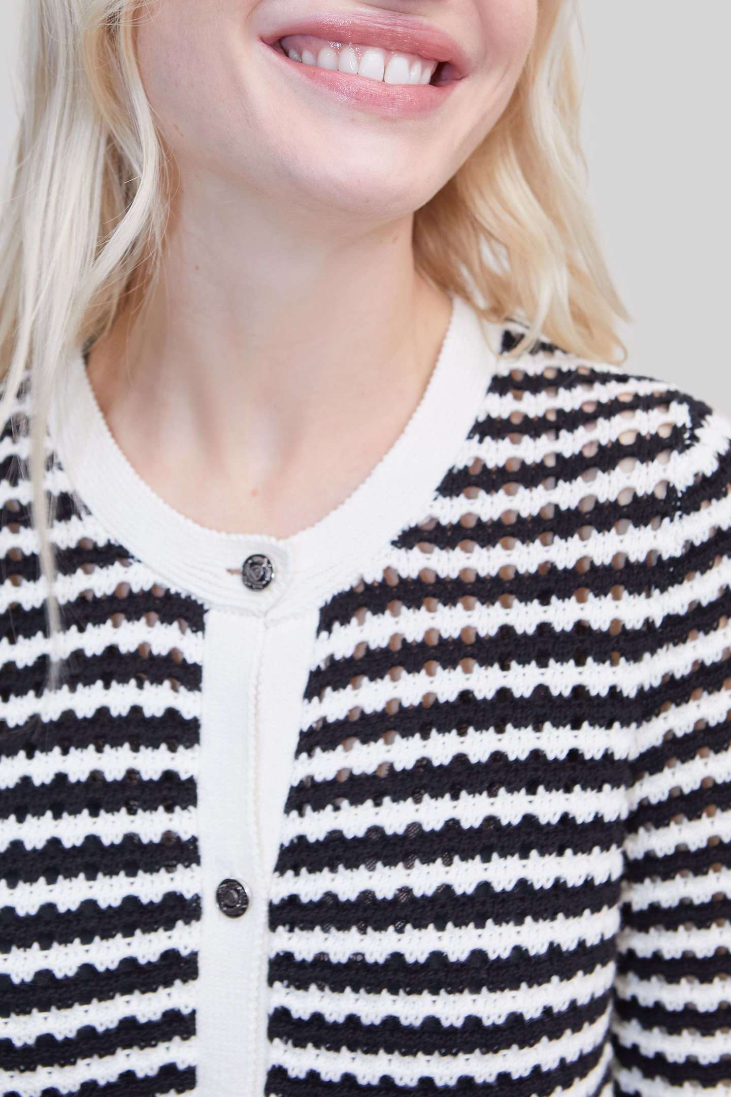 NAVY OPENWORK KNIT SAILOR-STRIPE CARDIGAN 5