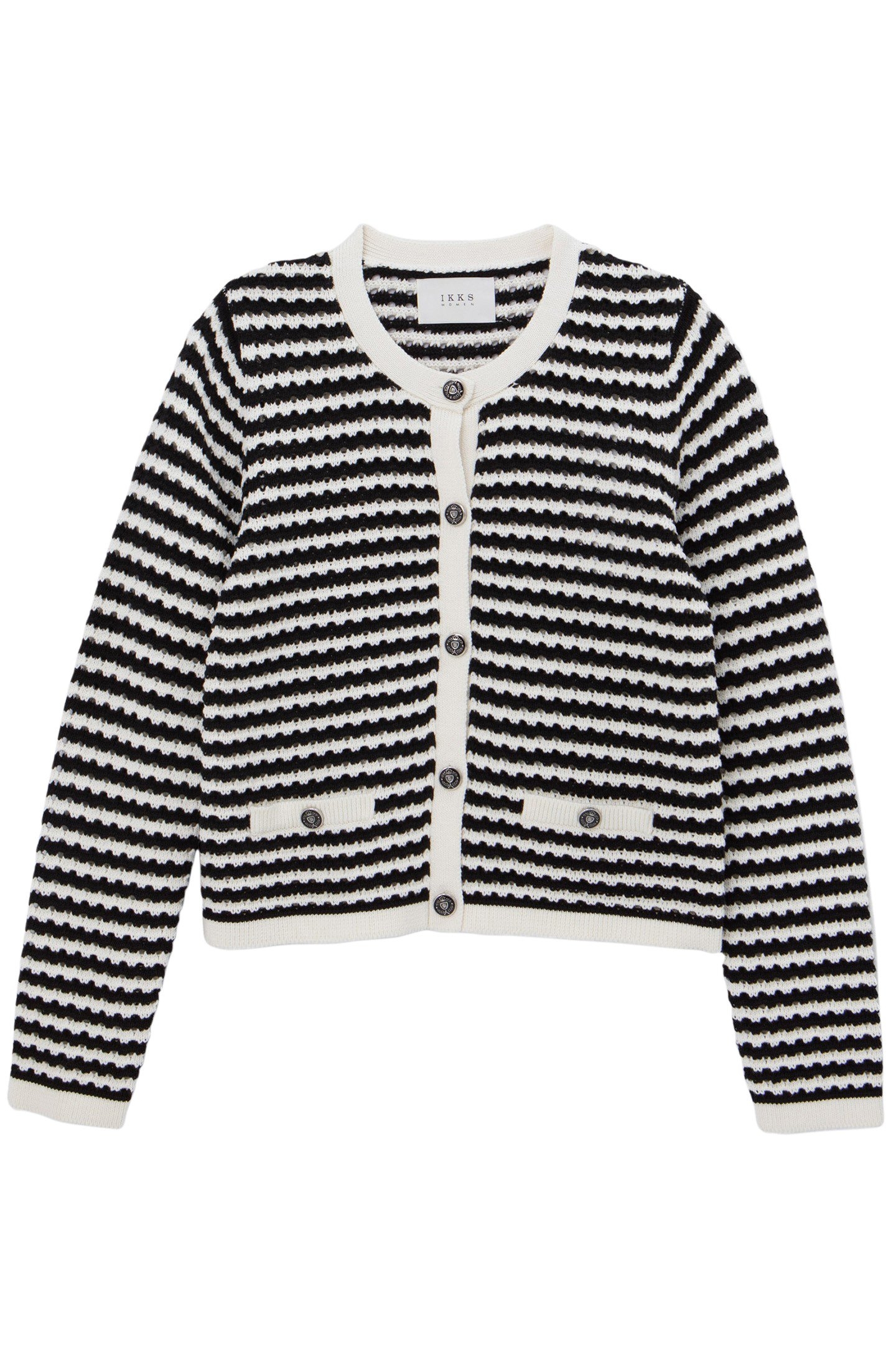 NAVY OPENWORK KNIT SAILOR-STRIPE CARDIGAN 4