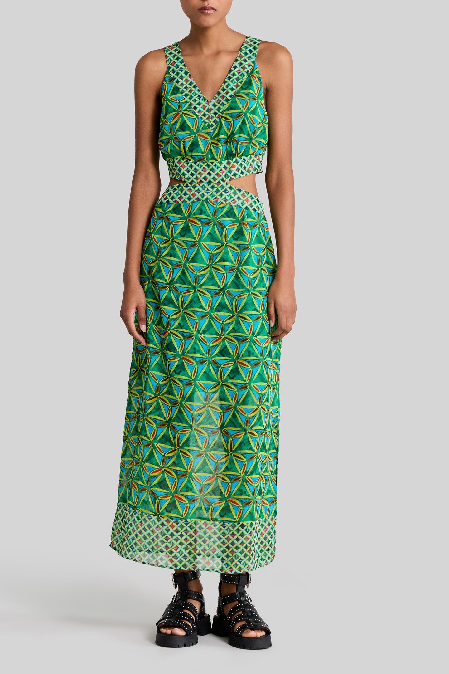 MINT RECYCLED DRESS WITH PARADISE PRINT 1